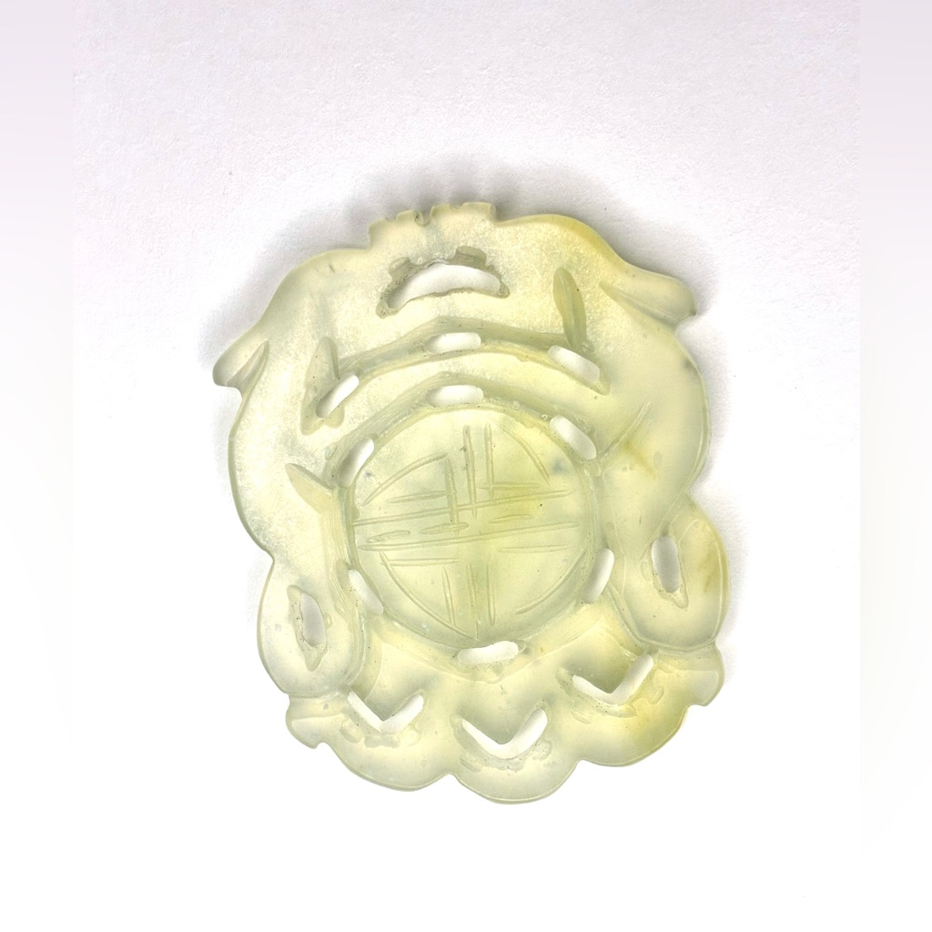 Asian Carved Jade Double Dragon Pendant 120$
